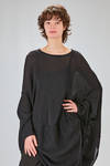 long tunic, wide, asymmetrical, in cotton, linen and textile paper knit - RUNDHOLZ 