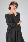 long tunic, wide, asymmetrical, in cotton, linen and textile paper knit - RUNDHOLZ 
