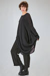 long tunic, wide, asymmetrical, in cotton, linen and textile paper knit - RUNDHOLZ 