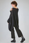 long tunic, wide, asymmetrical, in cotton, linen and textile paper knit - RUNDHOLZ 