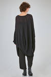 long tunic, wide, asymmetrical, in cotton, linen and textile paper knit - RUNDHOLZ 