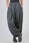 wide trousers in washed viscose, linen and polyamide canvas with thin vertical stripes - RUNDHOLZ DIP 