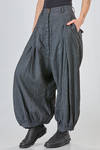 wide trousers in washed viscose, linen and polyamide canvas with thin vertical stripes - RUNDHOLZ DIP 