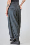 wide trousers in washed viscose, linen and polyamide canvas with thin vertical stripes - RUNDHOLZ DIP 