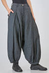 wide trousers in washed viscose, linen and polyamide canvas with thin vertical stripes - RUNDHOLZ DIP 
