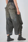 wide trousers of washed overdyed viscose, linen and polyamide crêpe - RUNDHOLZ DIP 