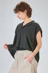 short shirt, wide and asymmetrical in washed cotton muslin - SERIEN°UMERICA 