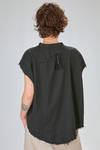 short shirt, wide and asymmetrical in washed cotton muslin - SERIEN°UMERICA 