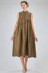 under-the-knee dress, wide, of washed overdyed viscose and linen shantung - UMA WANG 