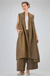 under-the-knee dress, wide, of washed overdyed viscose and linen shantung - UMA WANG 