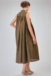 under-the-knee dress, wide, of washed overdyed viscose and linen shantung - UMA WANG 