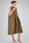 under-the-knee dress, wide, of washed overdyed viscose and linen shantung - UMA WANG 