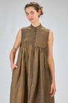 under-the-knee dress, wide, of washed overdyed viscose and linen shantung - UMA WANG 