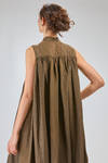 under-the-knee dress, wide, of washed overdyed viscose and linen shantung - UMA WANG 