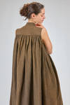 under-the-knee dress, wide, of washed overdyed viscose and linen shantung - UMA WANG 