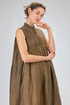 under-the-knee dress, wide, of washed overdyed viscose and linen shantung - UMA WANG 