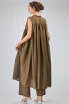 under-the-knee dress, wide, of washed overdyed viscose and linen shantung - UMA WANG 