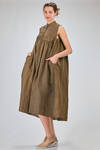 under-the-knee dress, wide, of washed overdyed viscose and linen shantung - UMA WANG 