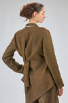 'sculpture' jacket, long and slim of  linen and viscose herringbone - UMA WANG 
