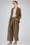 'sculpture' jacket, long and slim of  linen and viscose herringbone - UMA WANG 