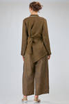 'sculpture' jacket, long and slim of  linen and viscose herringbone - UMA WANG 