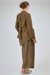 'sculpture' jacket, long and slim of  linen and viscose herringbone - UMA WANG 