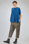 t-shirt al fianco, ampia, in maglia rasata di cotone Sea Island - LUSSI 